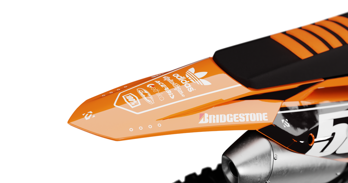 KTM RIOT ORANGE Graphics Kit, rear view