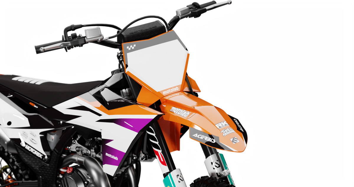 KTM SHARD ORANGE/PURPLE Graphics Kit, front view
