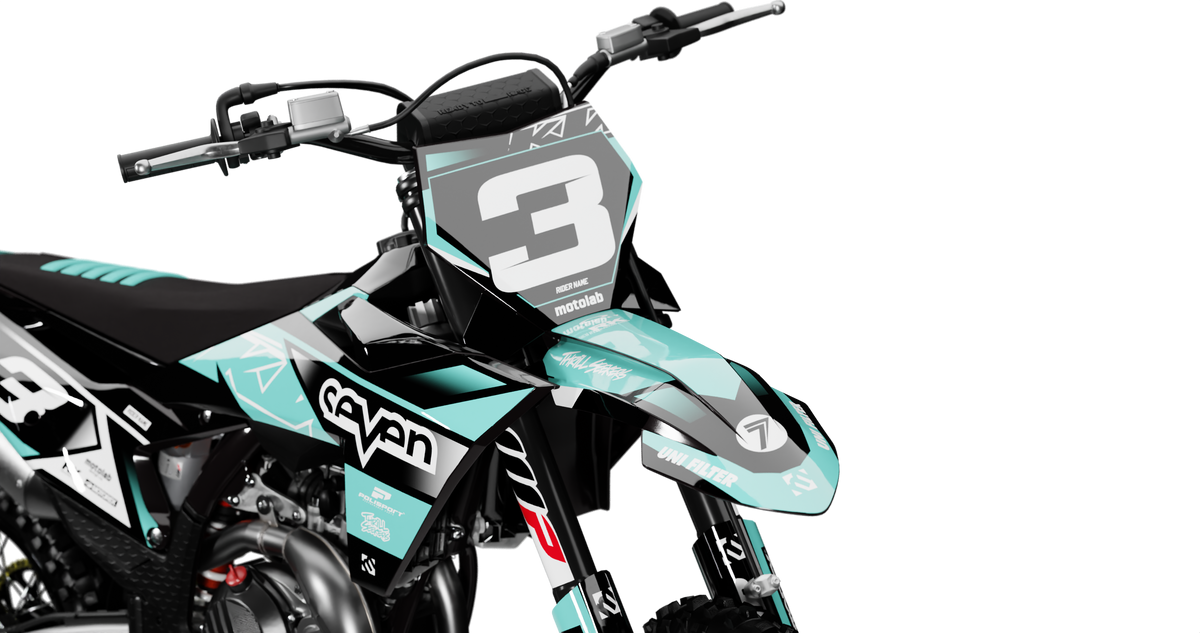 KTM CROWN TEAL Graphics Kit, front view