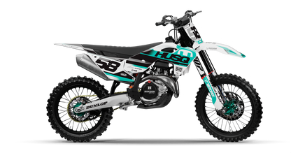Husqvarna PULSE BLACK/TEAL Graphics Kit, side profile view