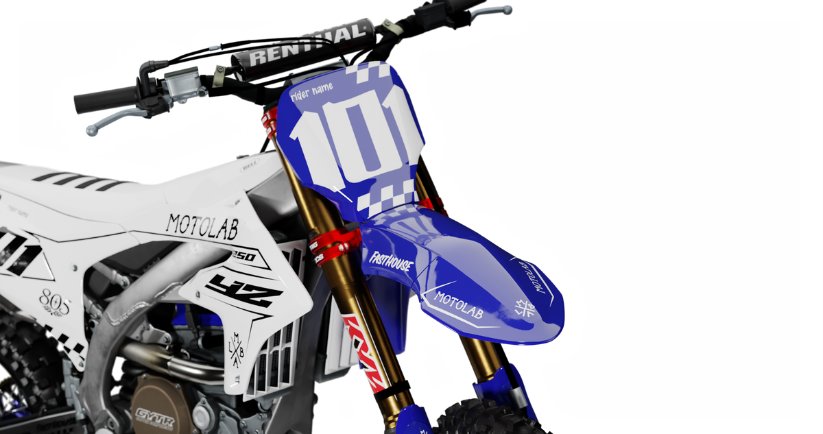 Yamaha CLASSIC WHITE/BLUE Graphics Kit, front view