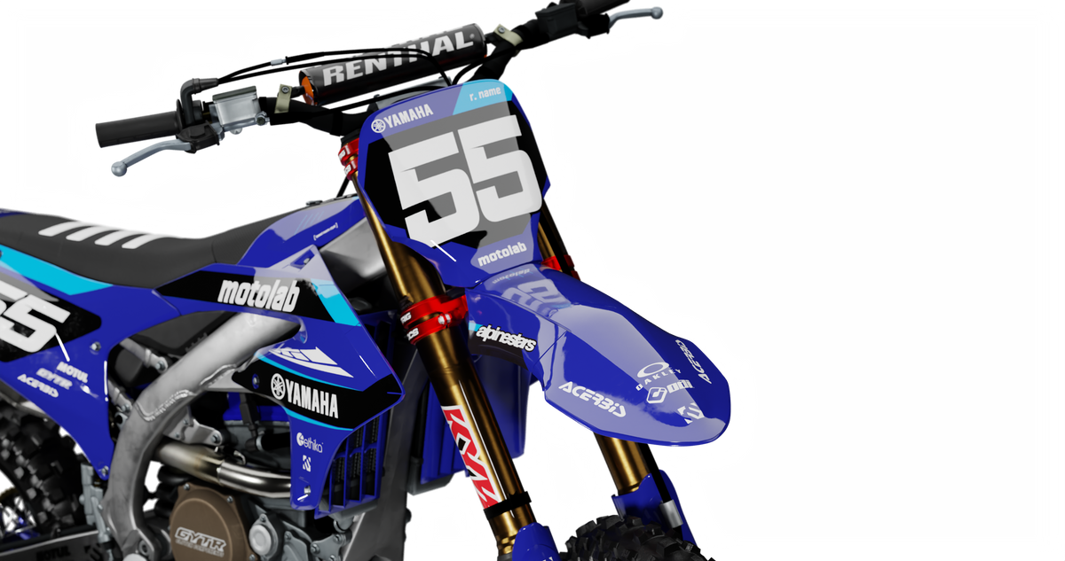 Yamaha RALLY BLUE Graphics Kit, front view