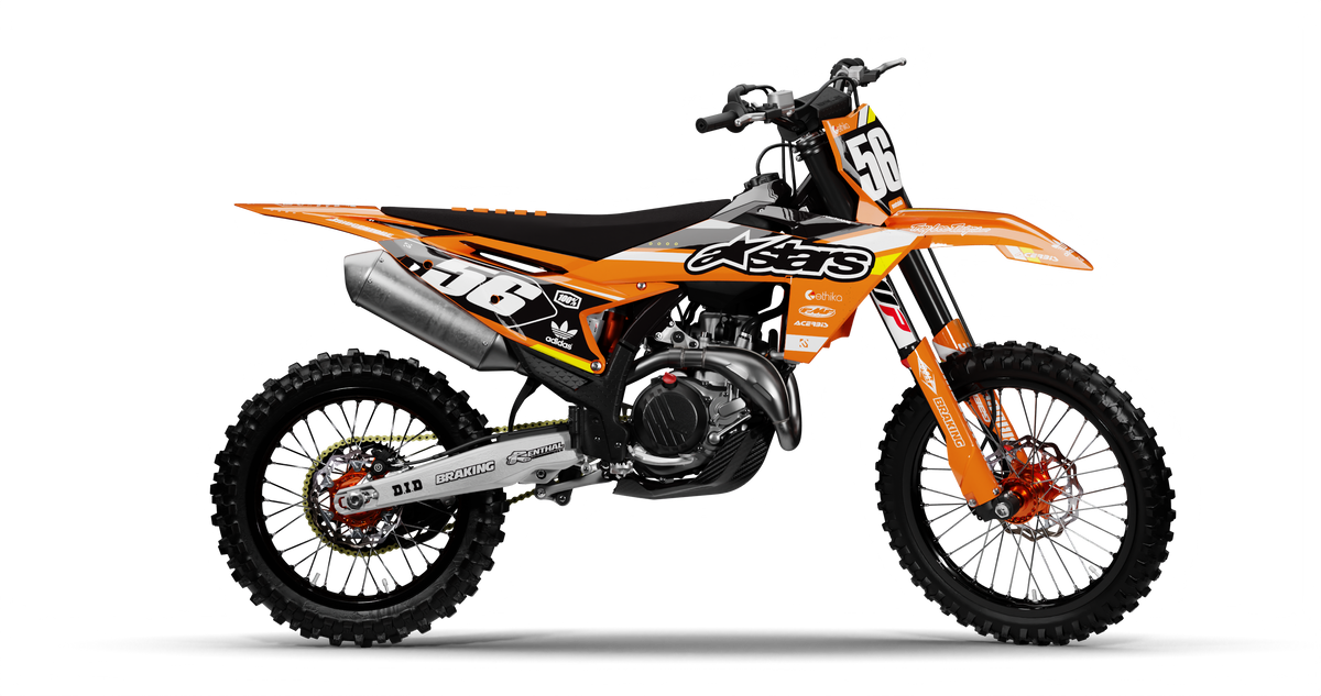 KTM RIOT ORANGE Graphics Kit, side profile view