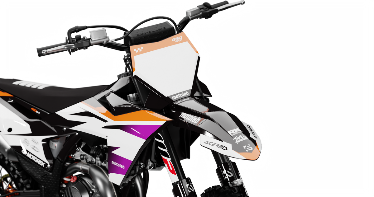KTM SHARD BLACK/PURPLE Graphics Kit, front view