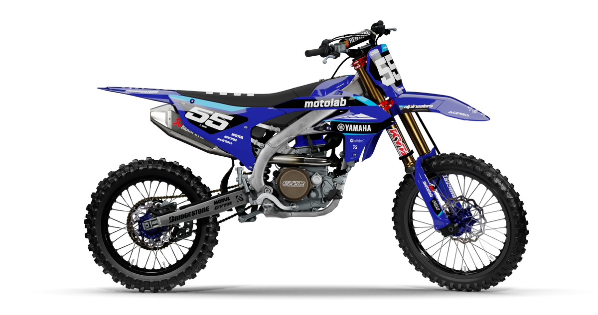 Yamaha RALLY BLUE Graphics Kit, side profile view