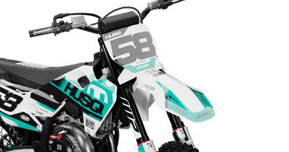 Husqvarna PULSE BLACK/TEAL Graphics Kit, front view