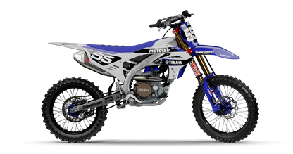 Yamaha RALLY WHITE/BLUE Graphics Kit, side profile view