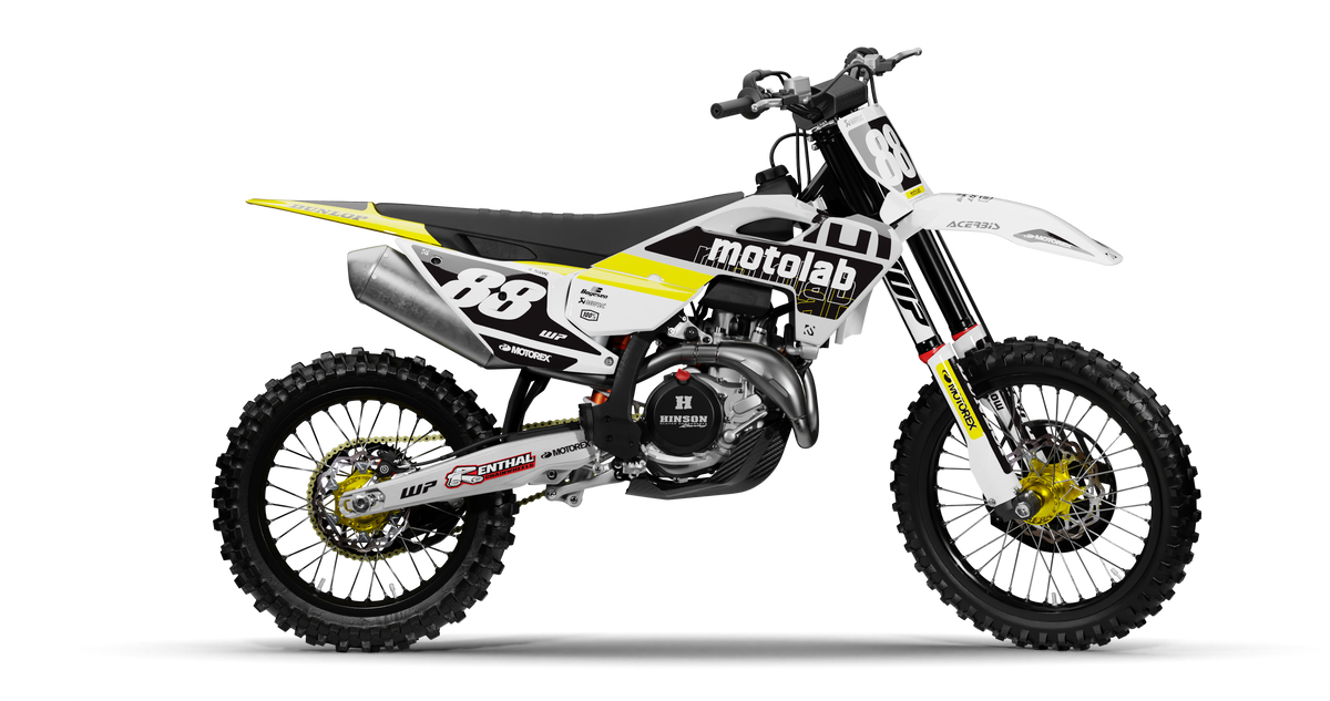 Husqvarna FACTORY YELLOW Graphics Kit, side profile view